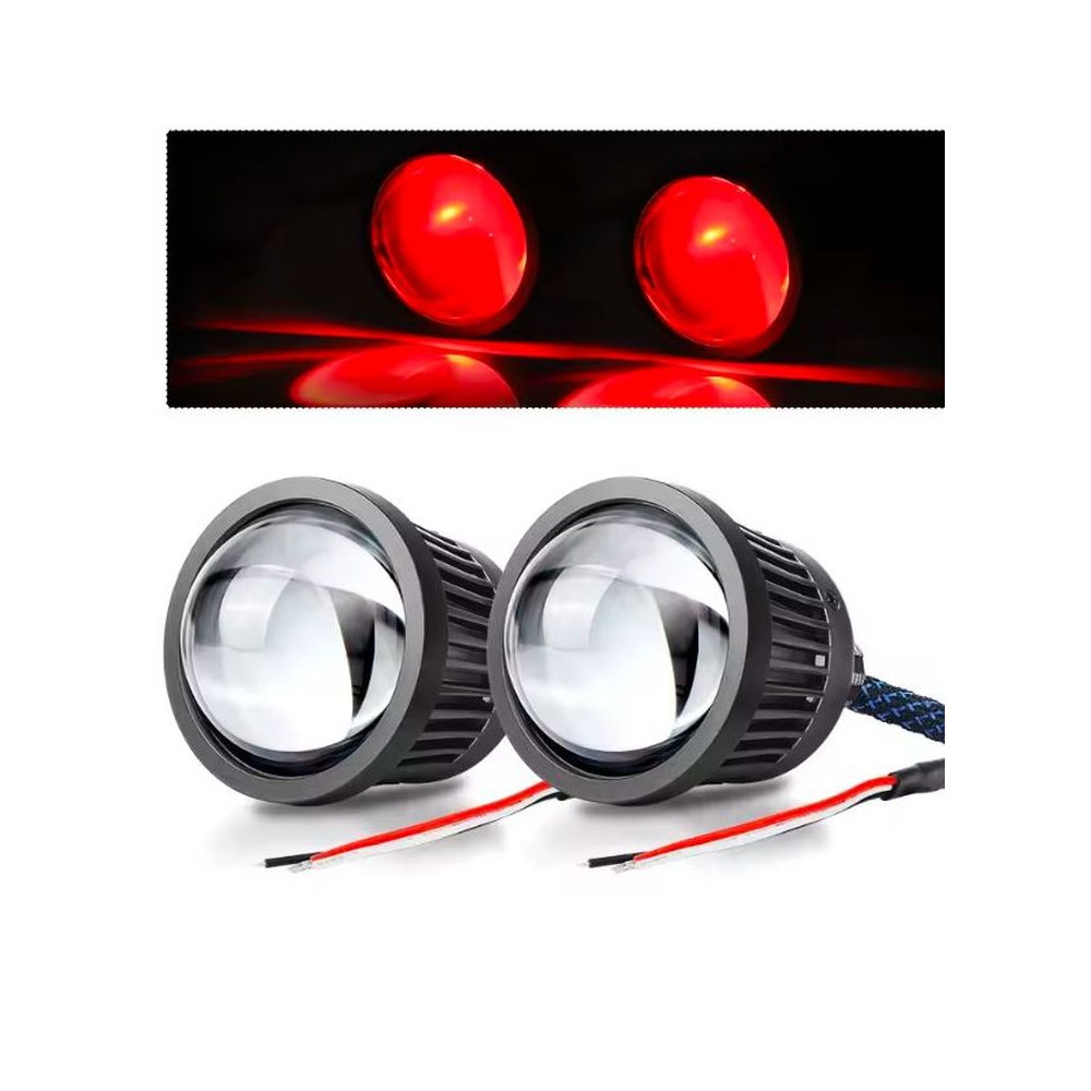 Soczewki LED drogowe, dalekosiężne 2,5" + podświetlenie RED DEVIL EYE